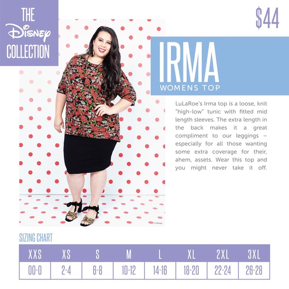♦️2/$30 Mickey Mouse LuLaRoe x Disney Irma Tunic - Picture 3 of 6
